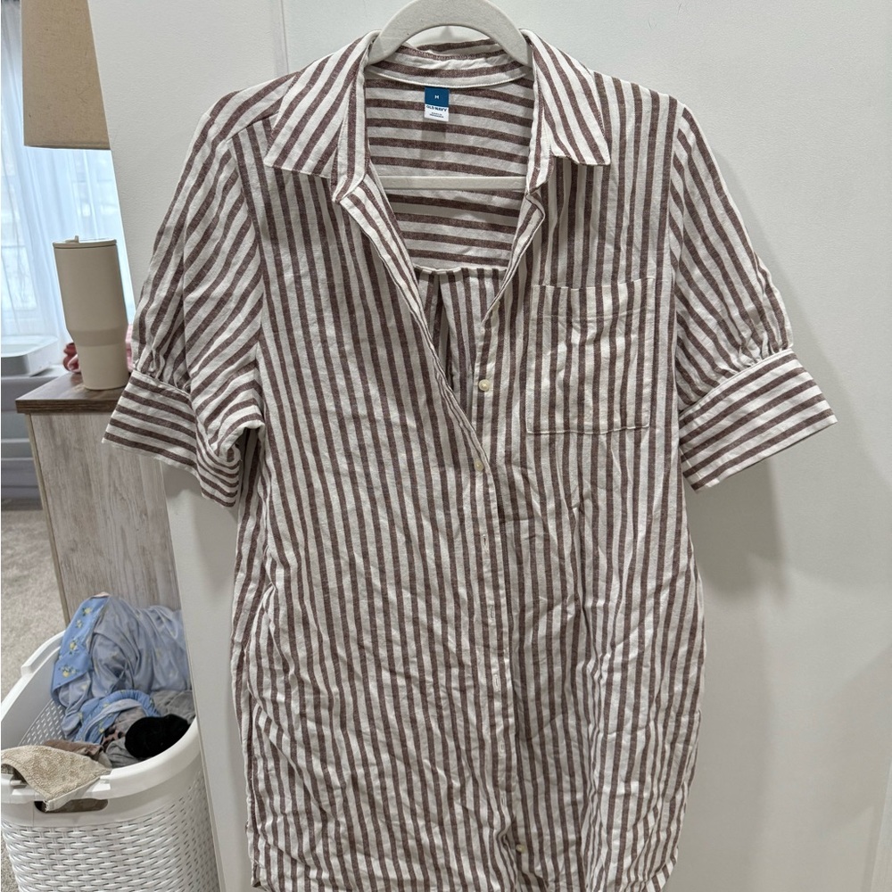 Old Navy Brown and White Striped Women’s dress - Picture 2 of 4